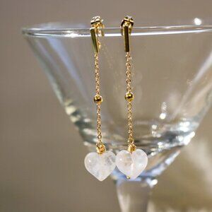 Dainty Earrings, Hearts earrings, Chain Minimalist Earring, Dropping Earrings